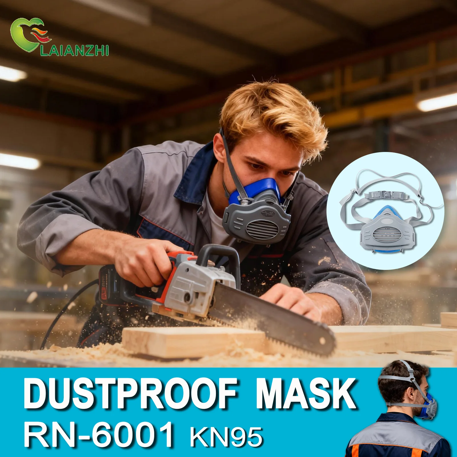 Dust Mask Construction - LAIANZHI Maschera in silicone antipolvere, con